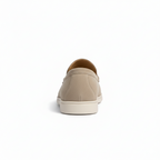 Back view of beige men's slip-on loafers with lightweight cushioned sole for comfort