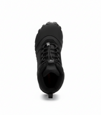 Men's black insulated barefoot boots with quick-lace system and fleece lining for winter hiking