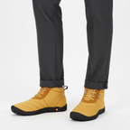 Men's mustard yellow insulated barefoot boots with zero drop sole for natural winter walking