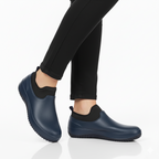 Navy blue waterproof slip-on work shoes with cushioned sole for men and women - Lewis Fordham UK