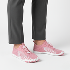 Pink quick-dry barefoot water shoes for women worn showing comfortable fit for pool and beach activities