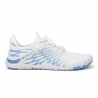 White and light blue quick-dry barefoot shoes with wide toe box and lightweight flexible design